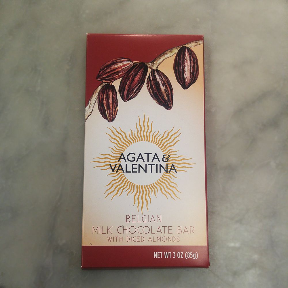 A&V Belgian Diced Almond Milk Chocolate Bar (3oz.)