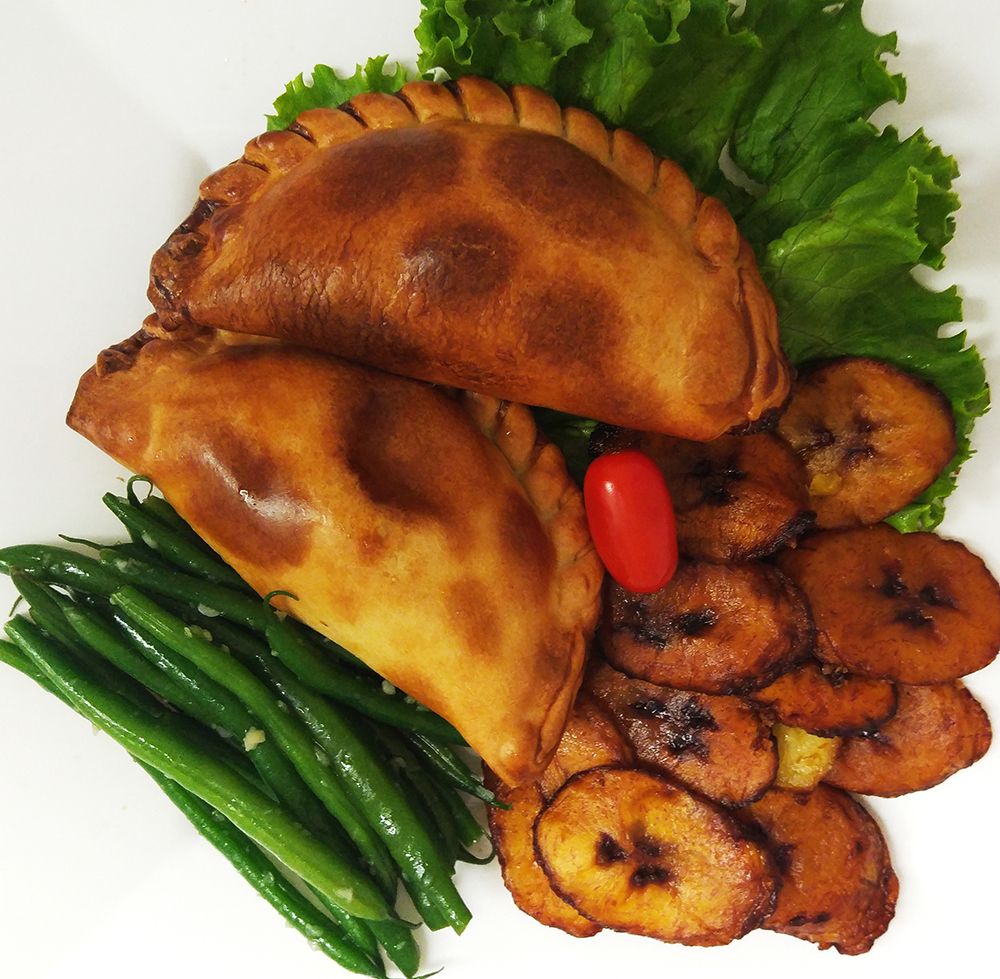 Beef Empanadas with Fried Plantains & String Beans