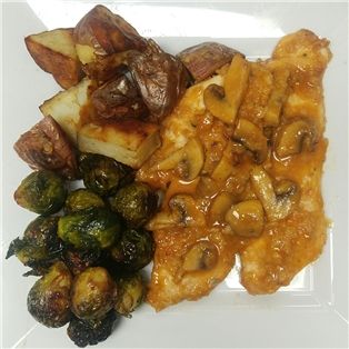 Chicken Marsala with Potatoes & Brussels Sprouts