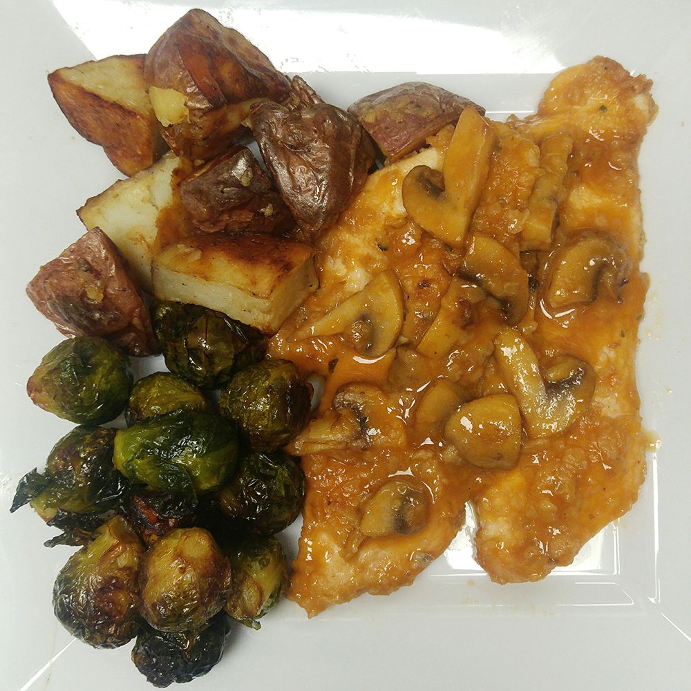 Chicken Marsala with Potatoes & Brussels Sprouts