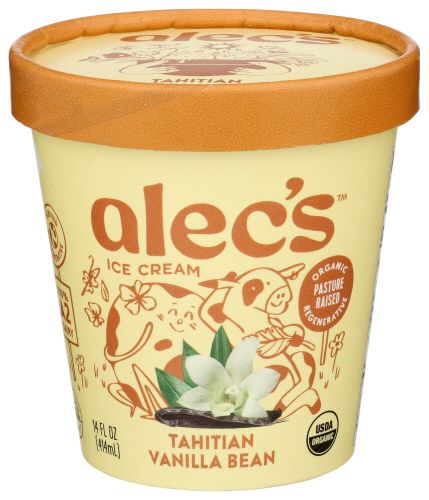 Alec's Org A2 Ice Cream Tahitian Vanilla Bean 14oz