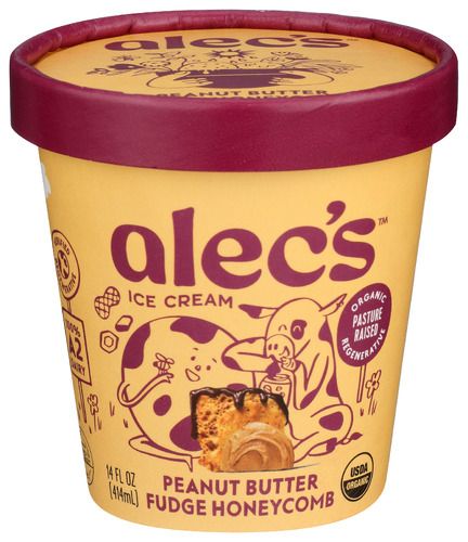 Alec's OrgA2 Ice Cream Peanut Butter Fudge Honeycomb 14oz