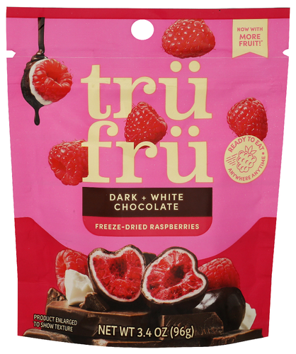 Tru Fru Freeze-Dried Raspberries in Dark & White Chocolate (3.4 oz)