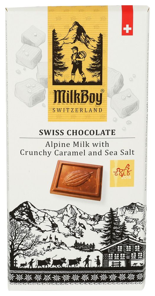 Milkboy Alpine Swiss Milk Chocolate with Crunchy Caramel and Sea Salt (3 OZ)